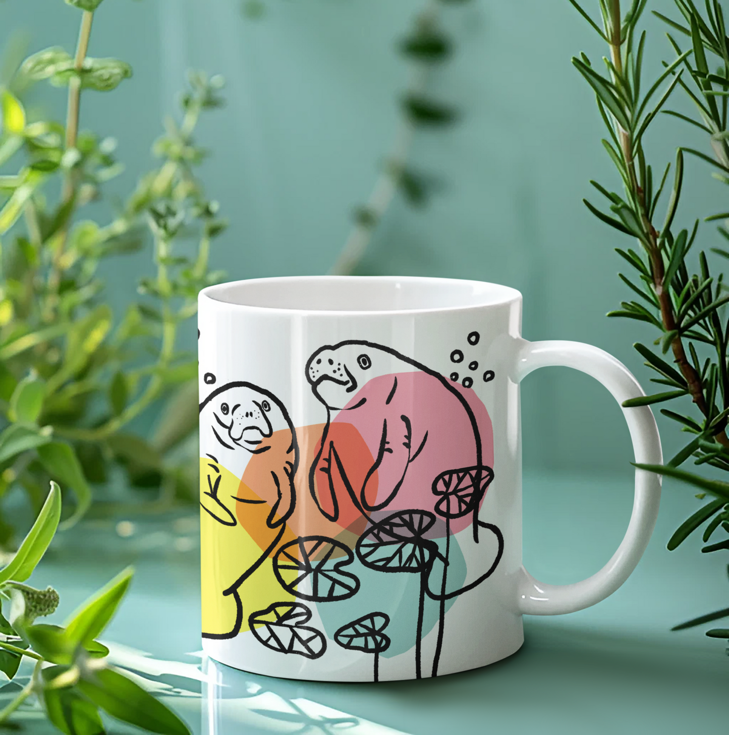 Whimsical Manatee Ceramic Mug – Fun 11oz Mug for Ocean Lovers