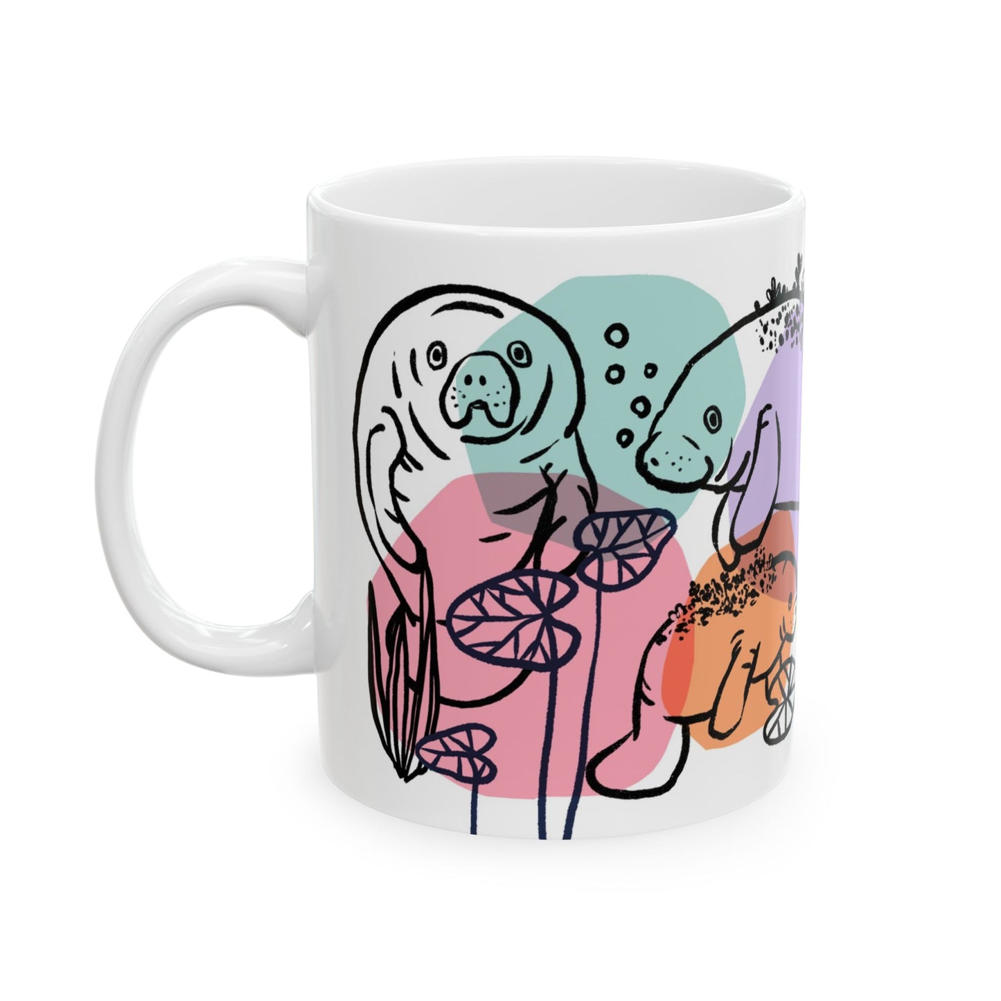 Whimsical Manatee Ceramic Mug – Fun 11oz Mug for Ocean Lovers