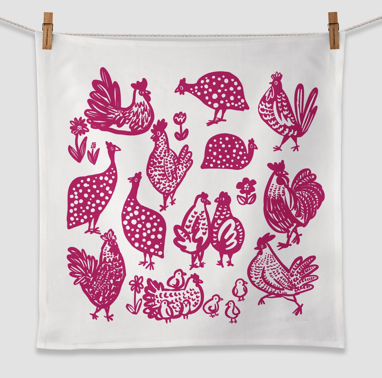 Farmyard Chickens Tea Towel