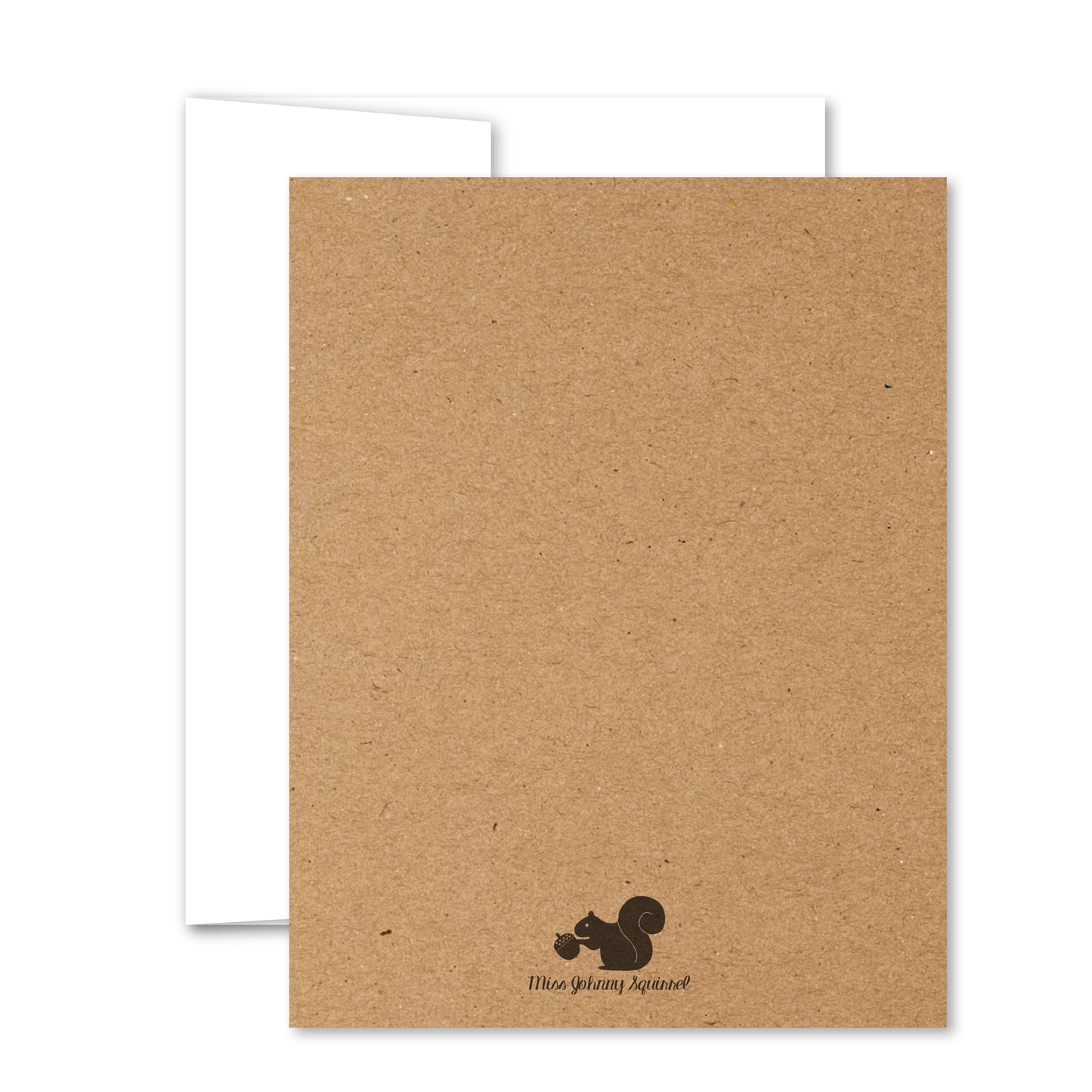 Kraft paper greeting card featuring two illustrated possums, reverse side.
