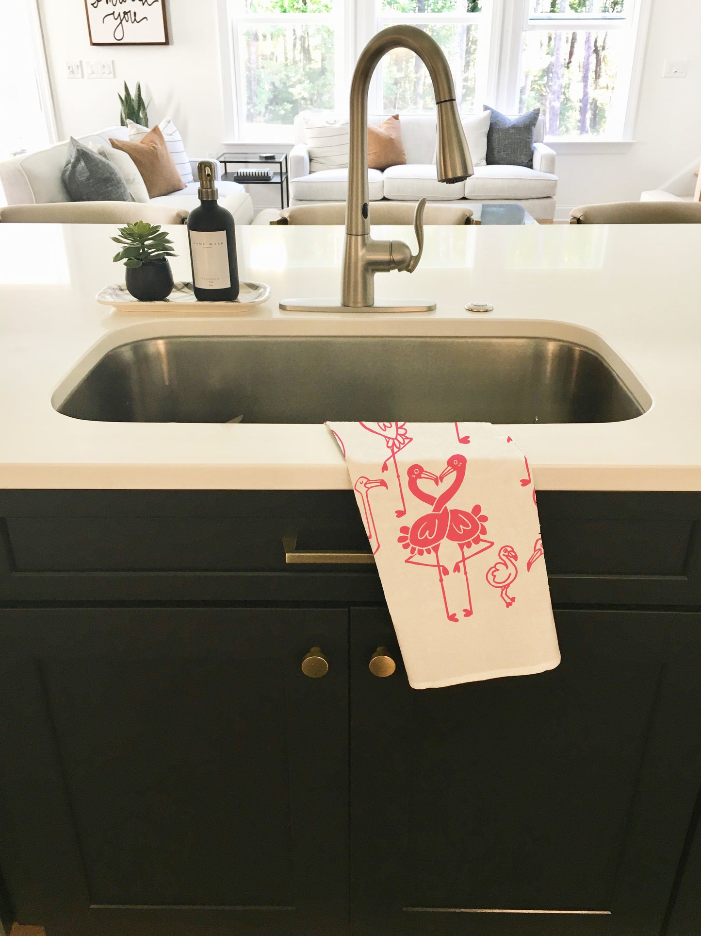 Pink Flamingo Tea Towel