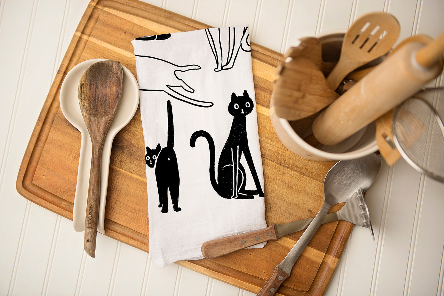 Black and White Cat Tea Towel