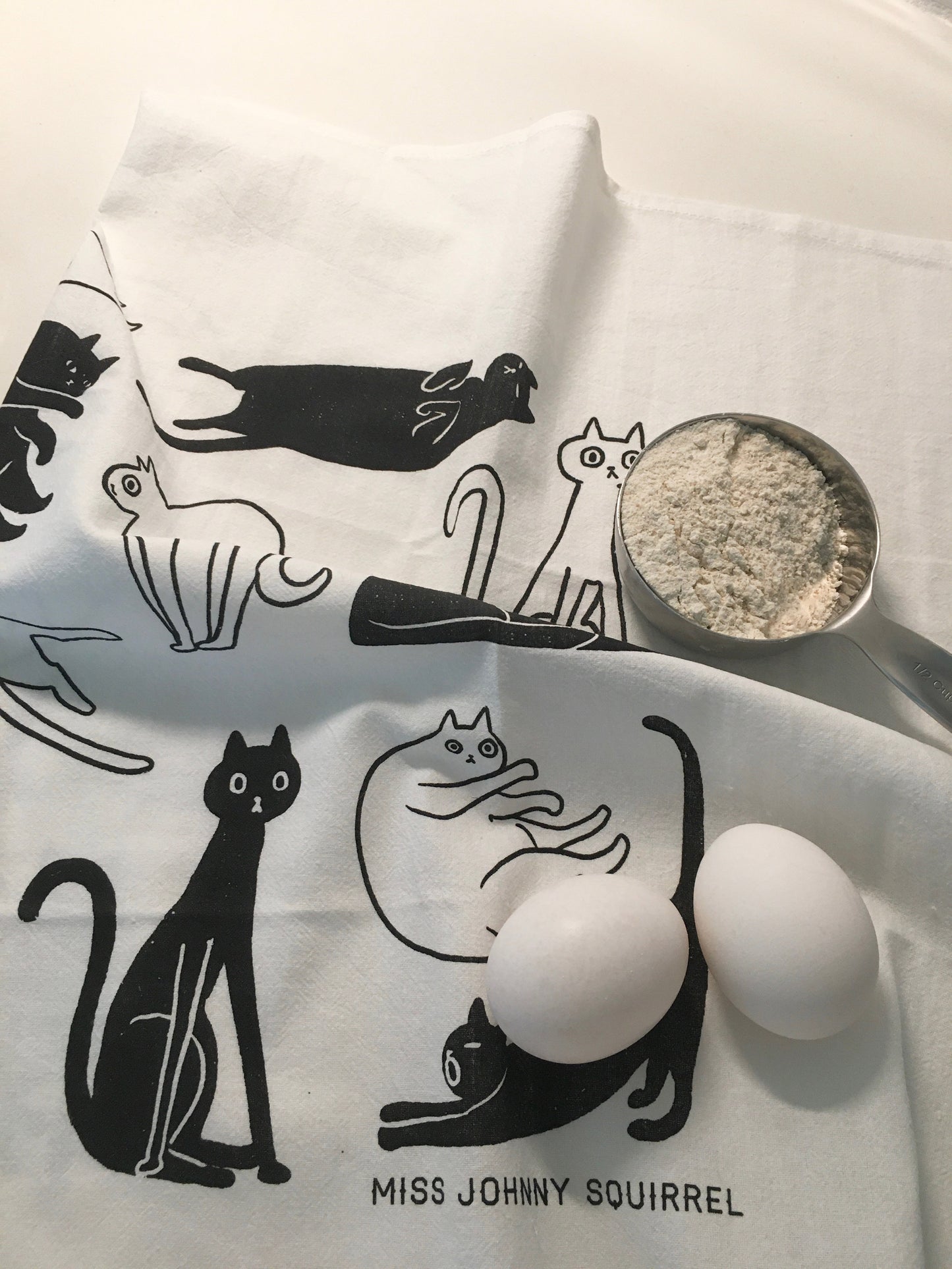 Black and White Cat Tea Towel