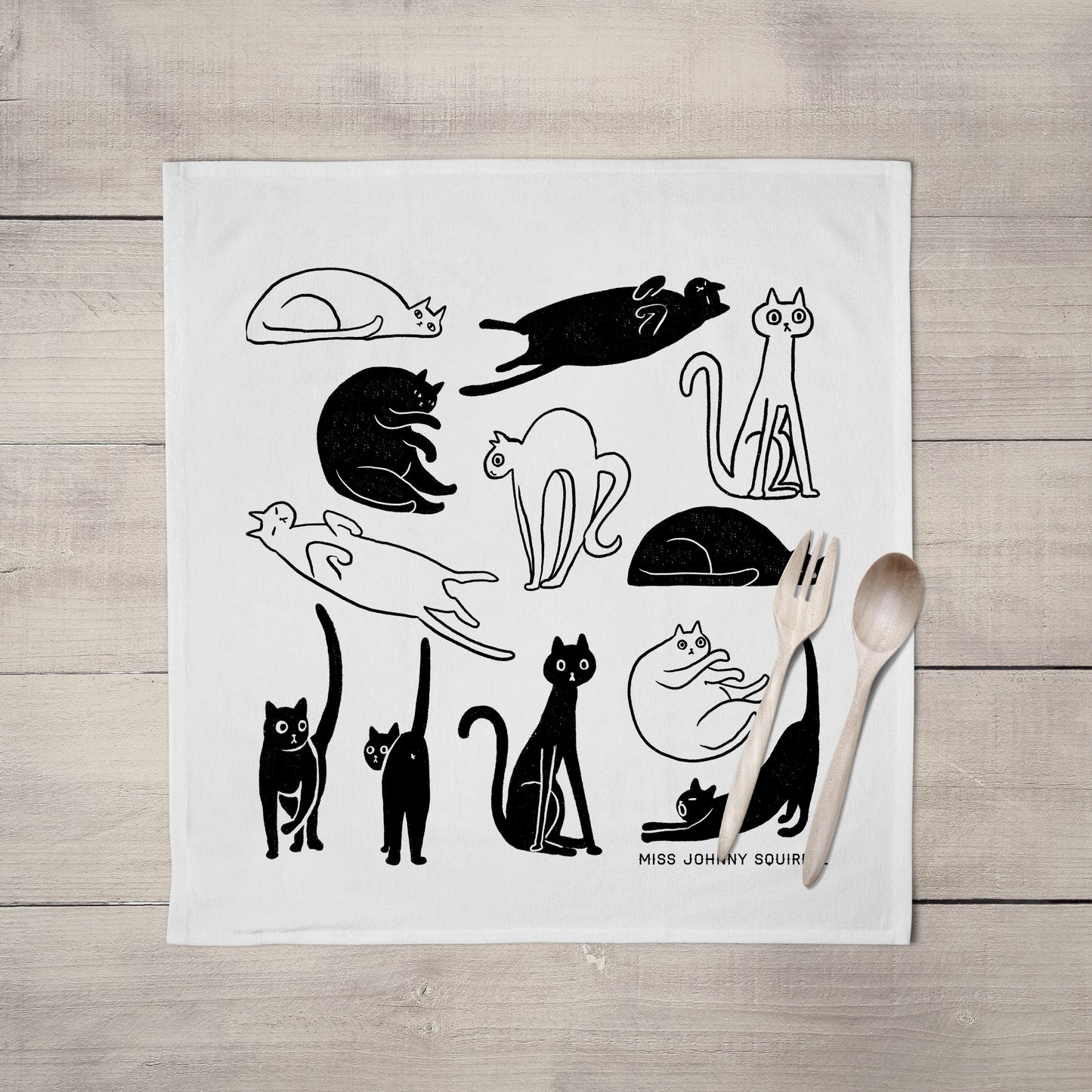 Black and White Cat Tea Towel