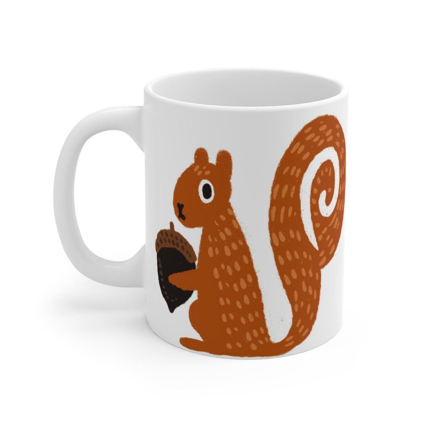 Cute Squirrel Acorn Ceramic Mug — 11oz Woodland Animal Coffee Cup