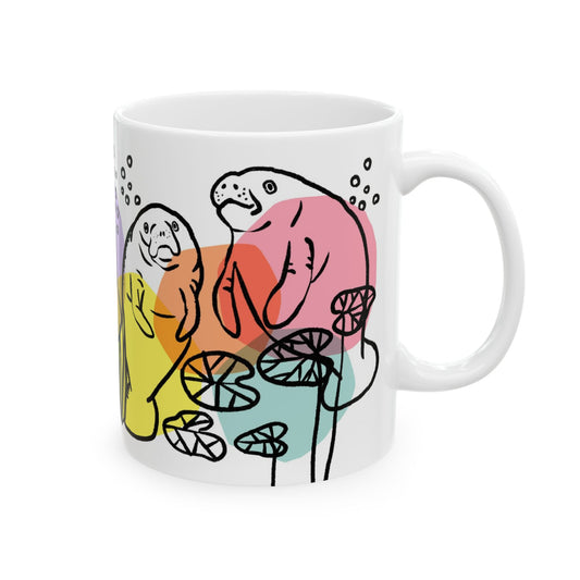 Whimsical Manatee Ceramic Mug – Fun 11oz Mug for Ocean Lovers