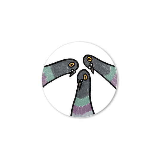 Pigeon sticker – three pigeons staring at food sticker