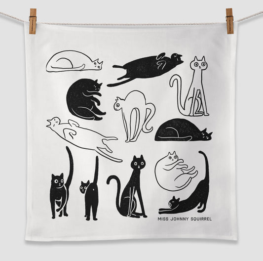 Black and White Cat Tea Towel