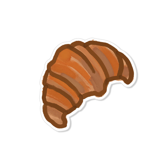 Croissant sticker with golden brown layers, hand-drawn pastry illustration