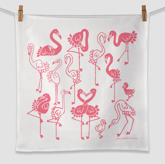 Pink Flamingo Tea Towel