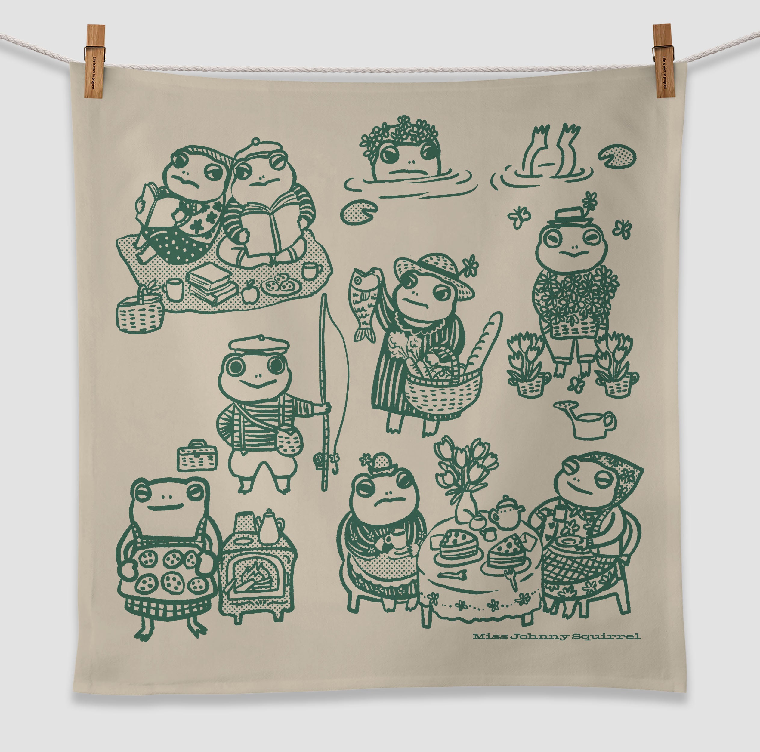 Frog Tea Towel – Miss Johnny Squirrel