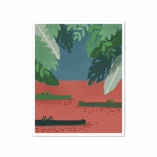 Swamp Gators 8x10 Art Print – Whimsical Animal Wall Art for Kids Rooms or Cozy Corners (Copy)