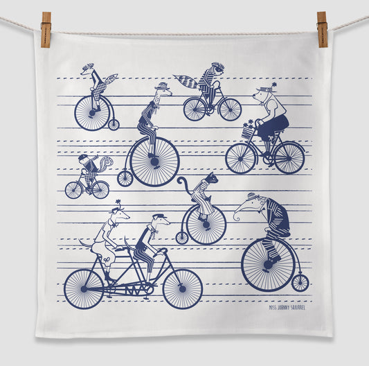 Victorian Bicycle Animal Tea Towel