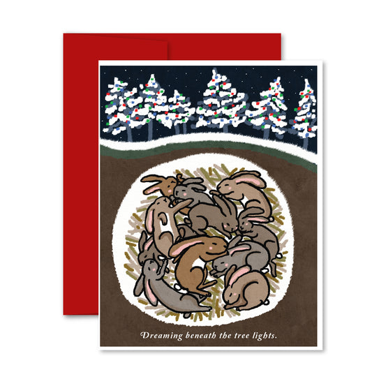 Sleeping Bunnies Christmas Greeting Card – Sweet Woodland Holiday Card