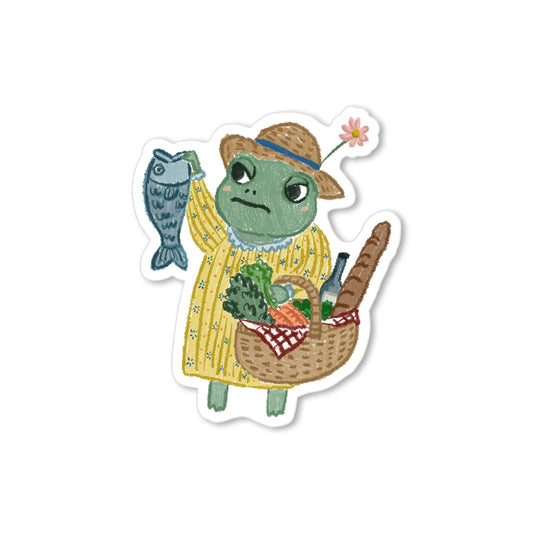 Grumpy Babushka Frog Farmers Market Fish Monger – cute grumpy frog sticker