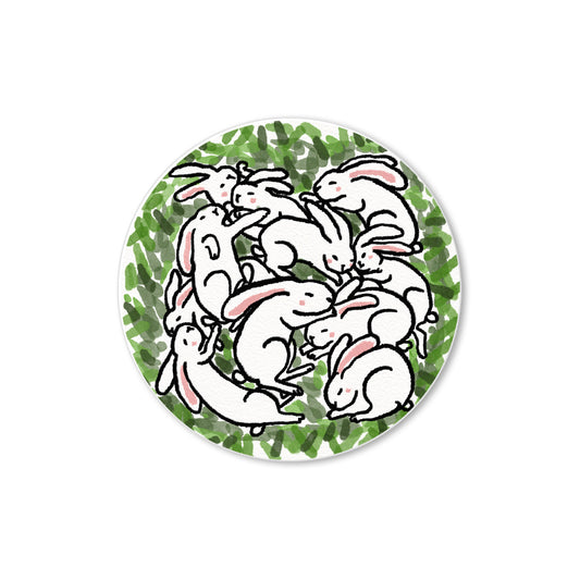 Sleeping bunnies sticker – circle bunny family sticker